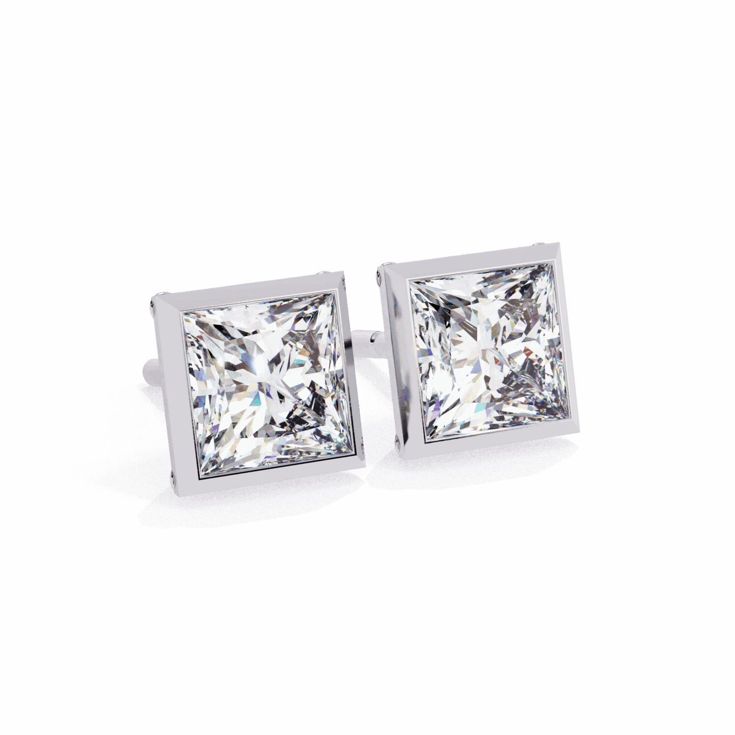 1.75 Carat Princess Solitaire Earrings in Moissanite | House of Estara