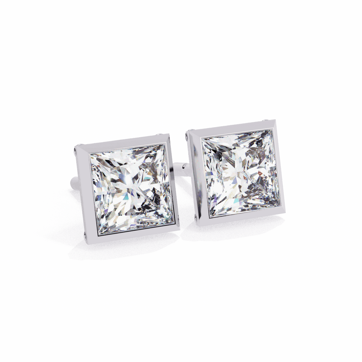 1.75 Carat Princess Solitaire Earrings in Moissanite | House of Estara