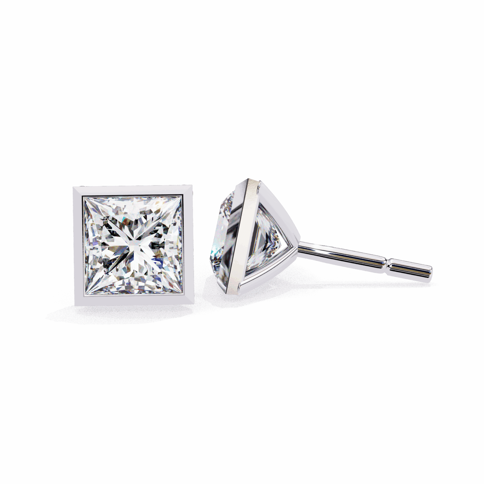 1.75 Carat Princess Solitaire Earrings in Moissanite | House of Estara