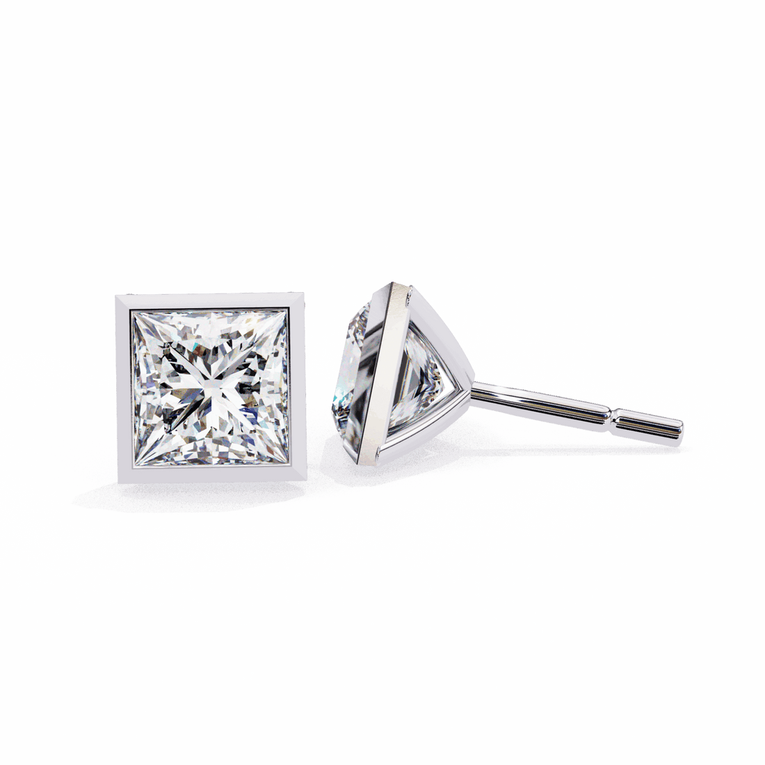 1.75 Carat Princess Solitaire Earrings in Moissanite | House of Estara