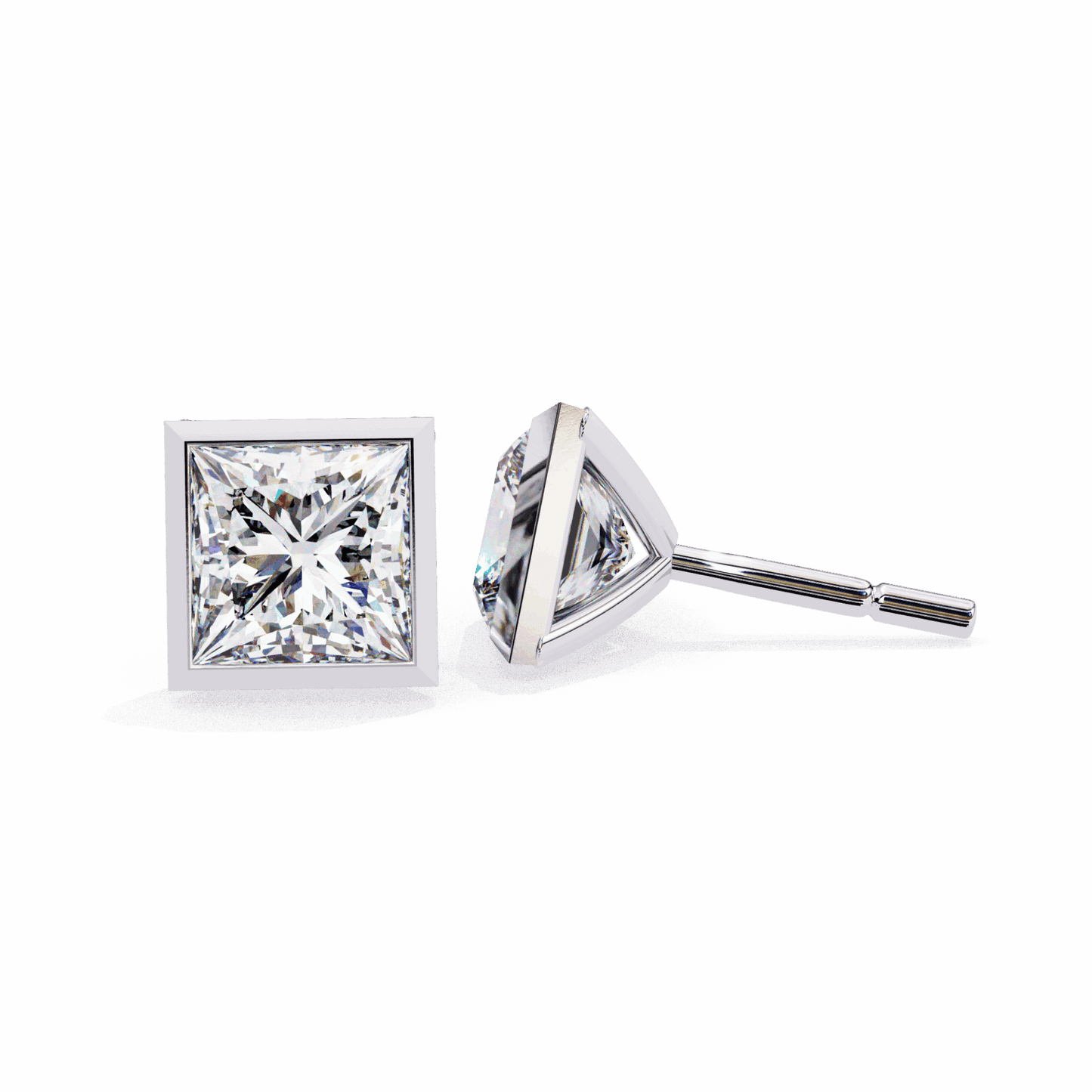 1.75 Carat Princess Solitaire Earrings in Moissanite | House of Estara