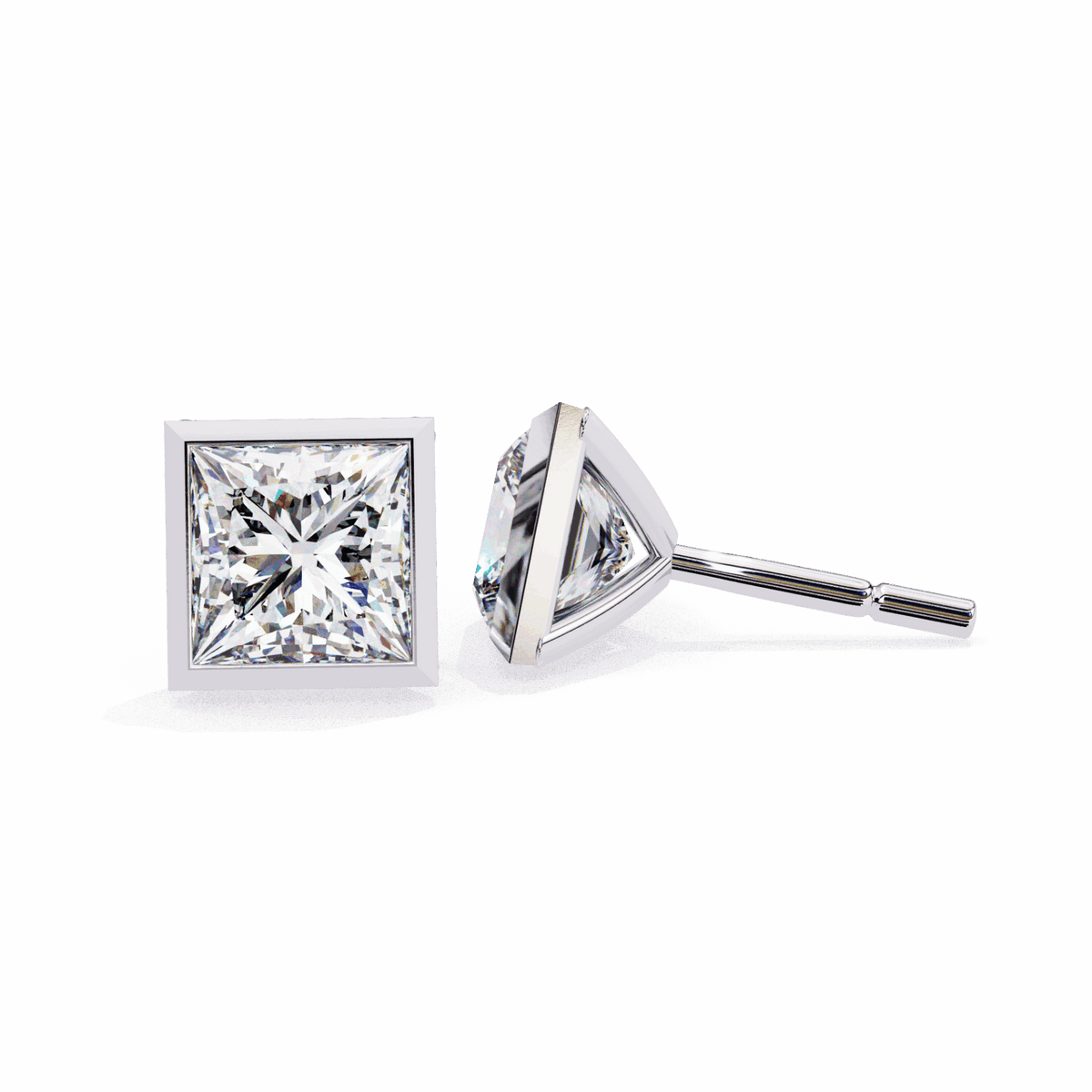 1.75 Carat Princess Solitaire Earrings in Moissanite | House of Estara