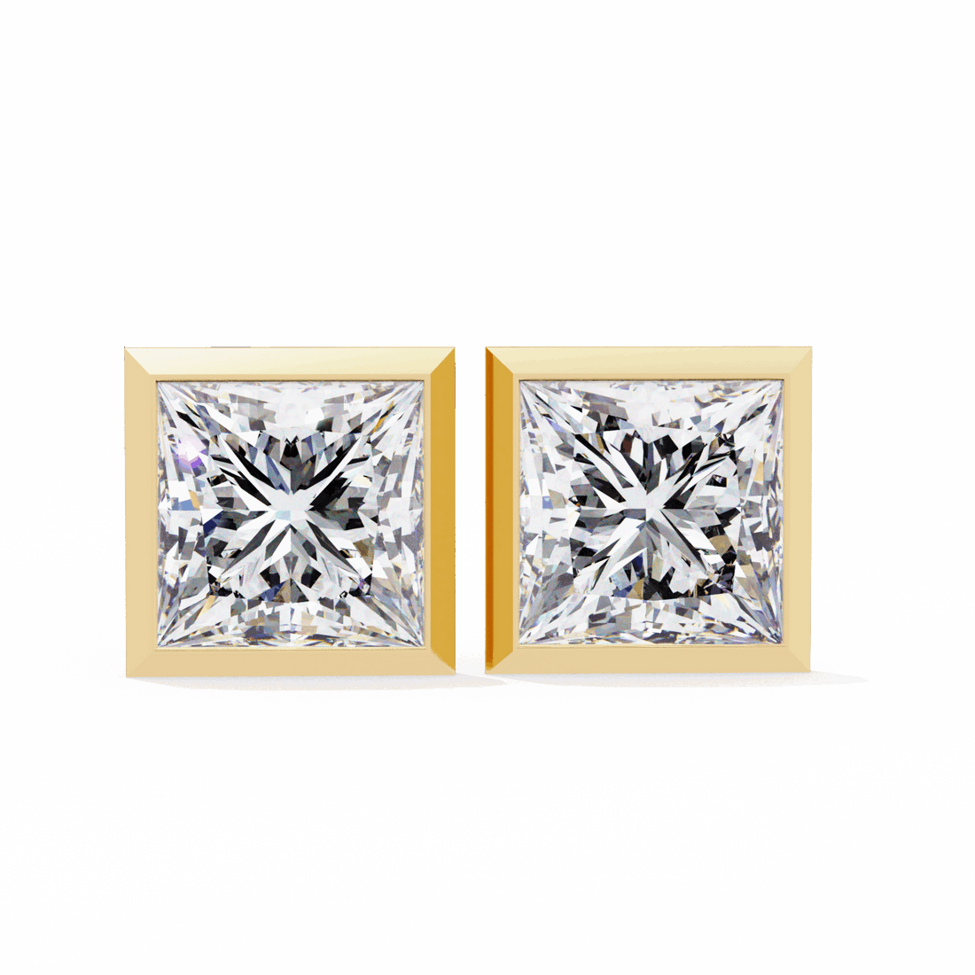1.75 Carat Princess Solitaire Earrings in Moissanite | House of Estara