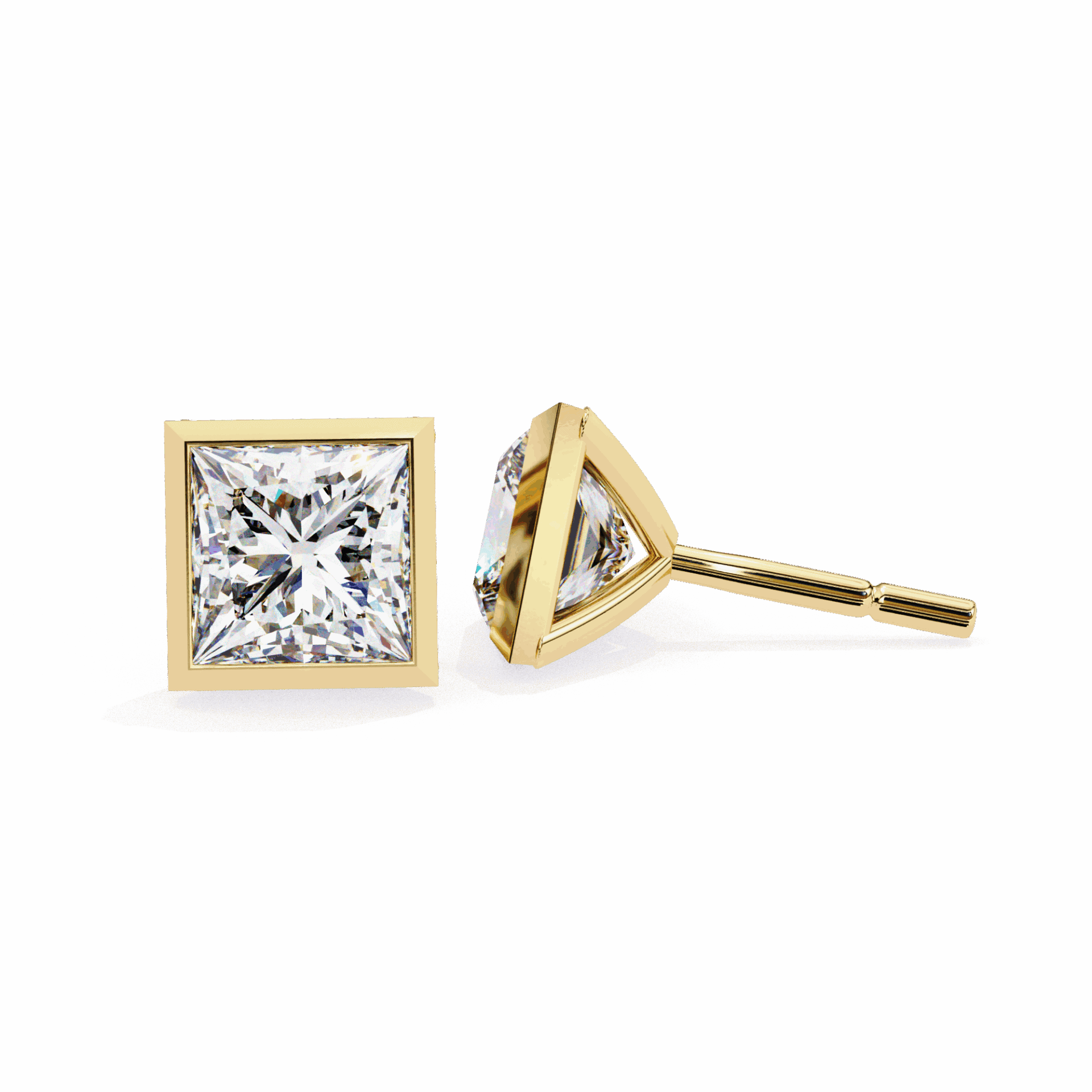 1.75 Carat Princess Solitaire Earrings in Moissanite | House of Estara
