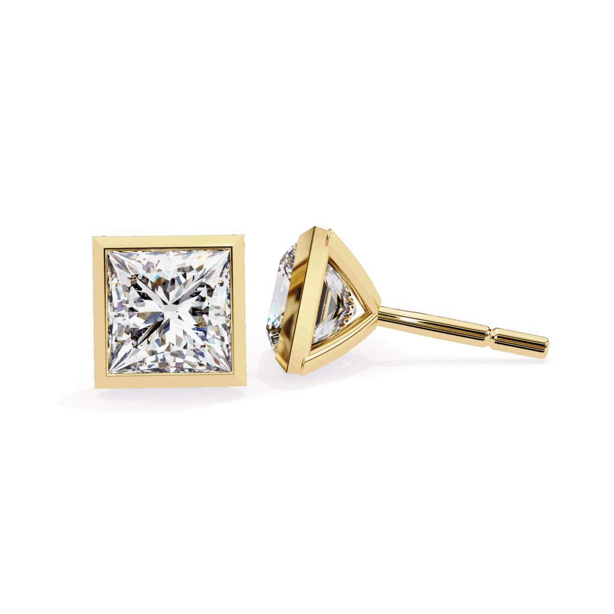 1.75 Carat Princess Solitaire Earrings in Moissanite | House of Estara