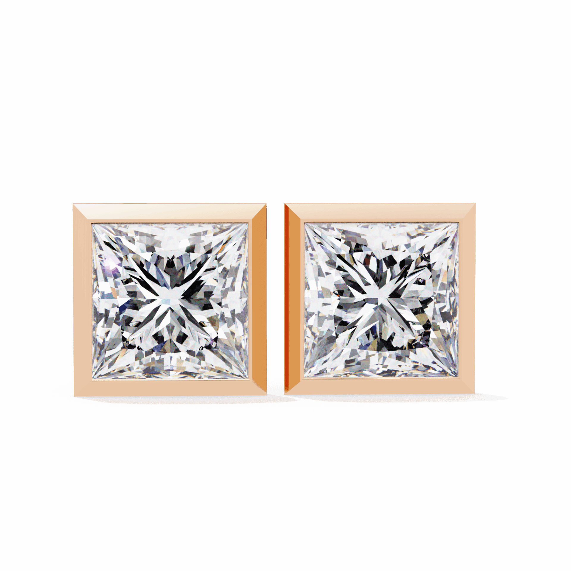 1.75 Carat Princess Solitaire Earrings in Moissanite | House of Estara