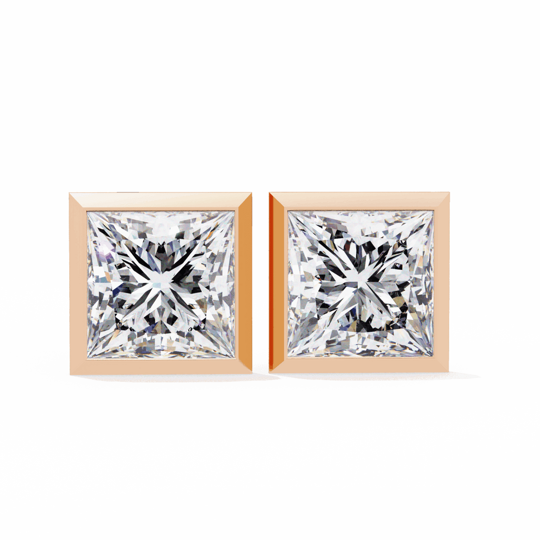1.75 Carat Princess Solitaire Earrings in Moissanite | House of Estara