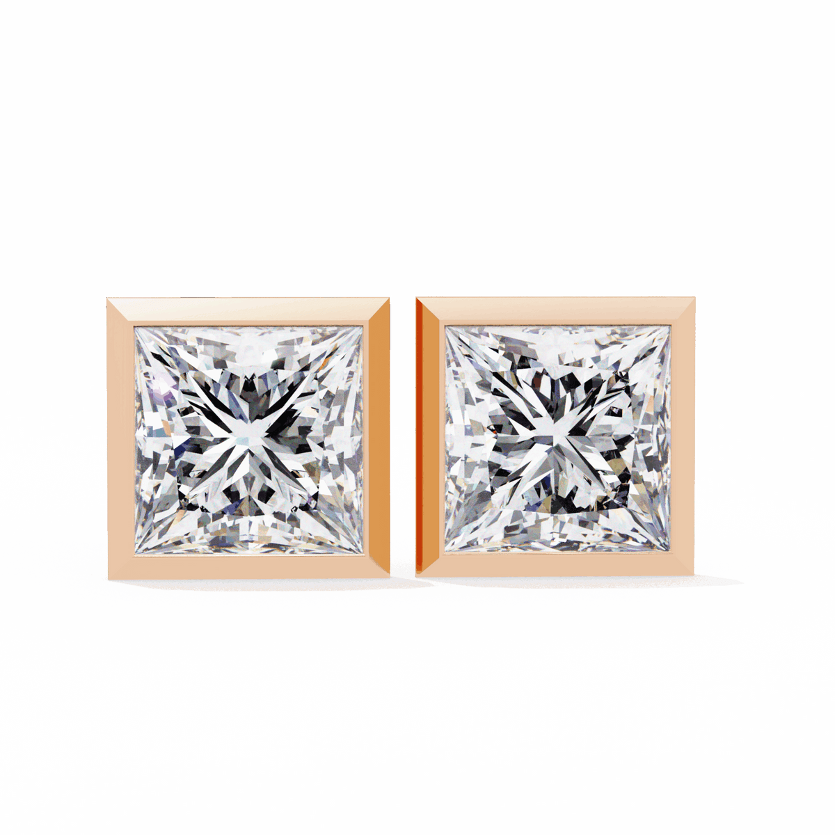 1.75 Carat Princess Solitaire Earrings in Moissanite | House of Estara