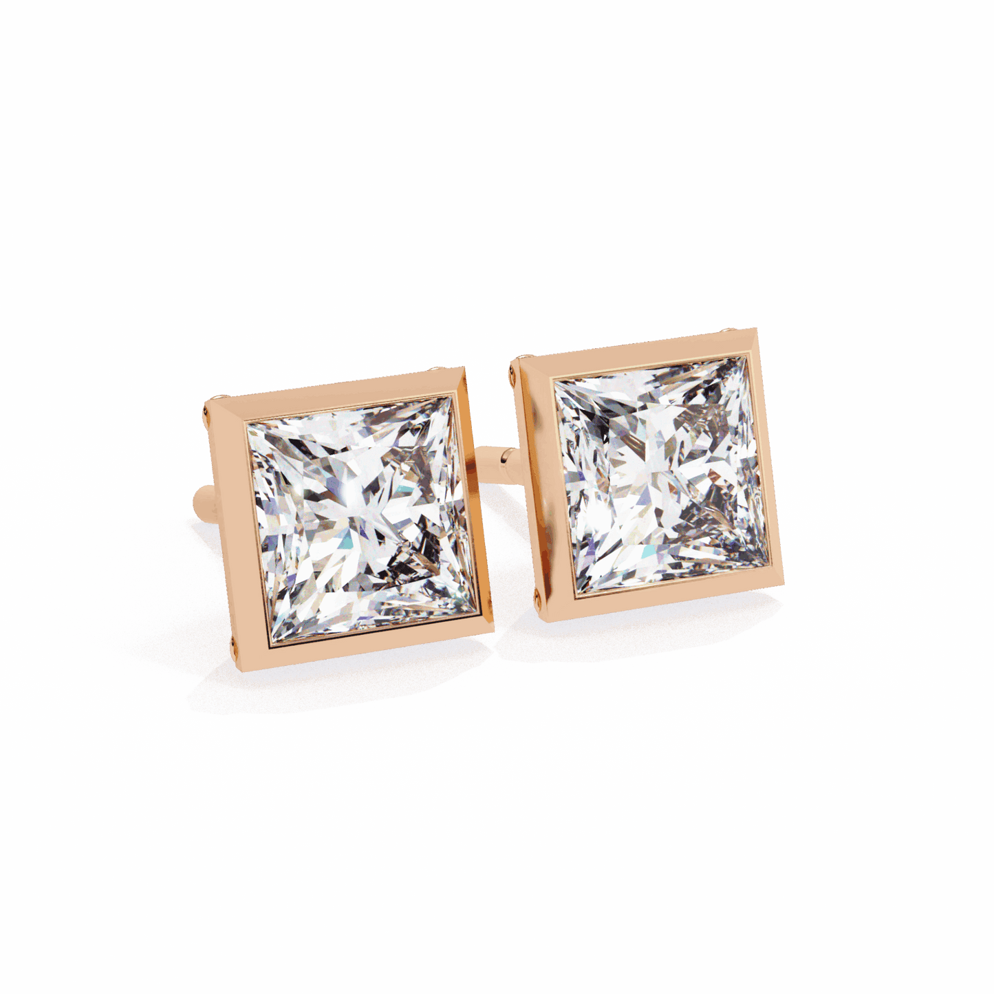 1.75 Carat Princess Solitaire Earrings in Moissanite | House of Estara
