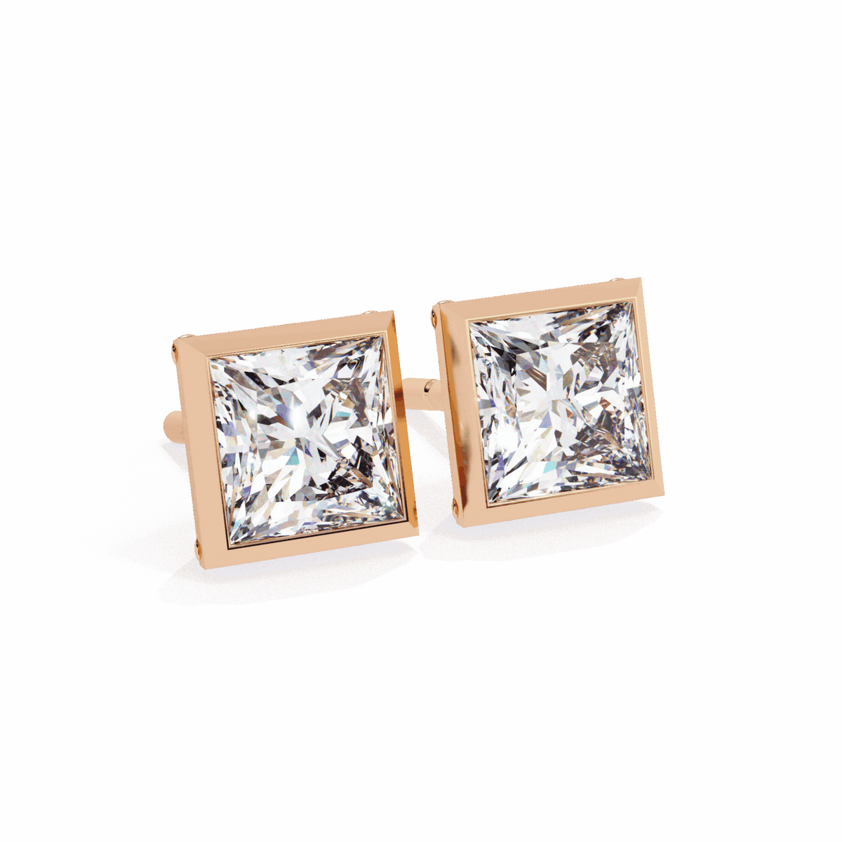 1.75 Carat Princess Solitaire Earrings in Moissanite | House of Estara