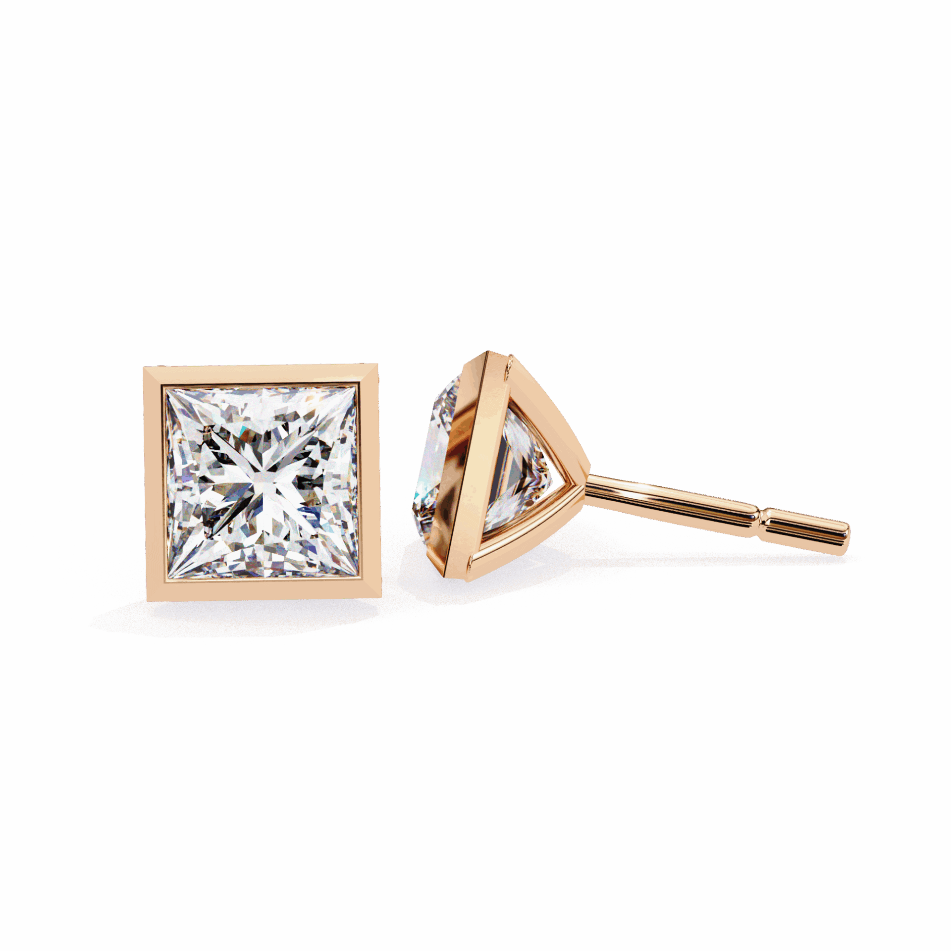 1.75 Carat Princess Solitaire Earrings in Moissanite | House of Estara