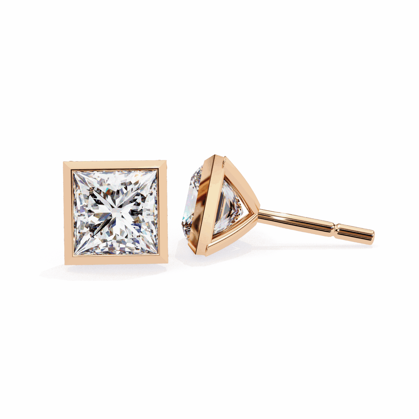1.75 Carat Princess Solitaire Earrings in Moissanite | House of Estara