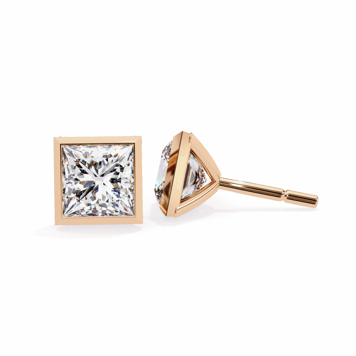 1.75 Carat Princess Solitaire Earrings in Moissanite | House of Estara