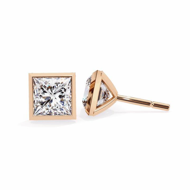 1.75 Carat Princess Solitaire Earrings in Moissanite | House of Estara