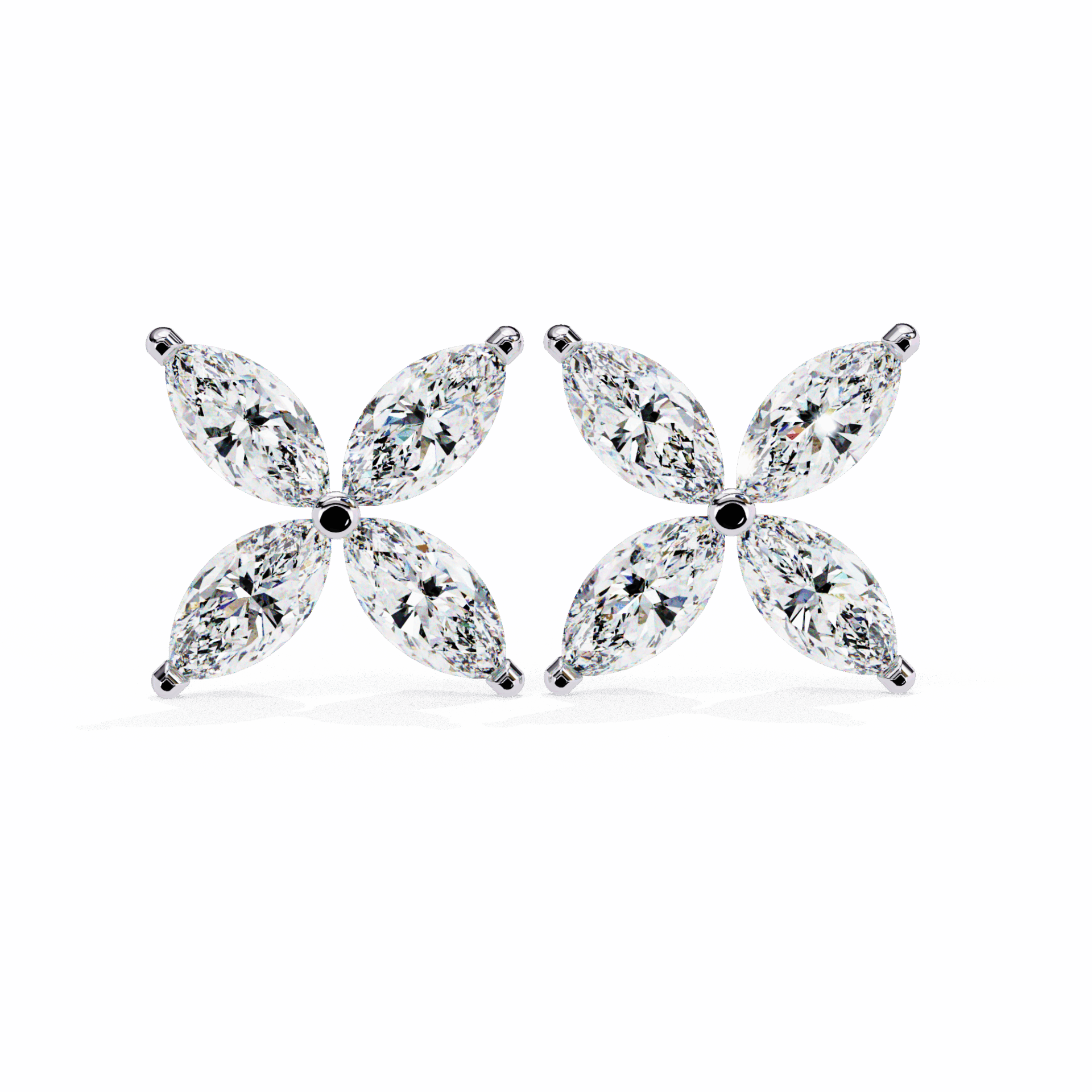 0.9 Carat Marquise Cluster Stud Earrings in Moissanite | House of Estara