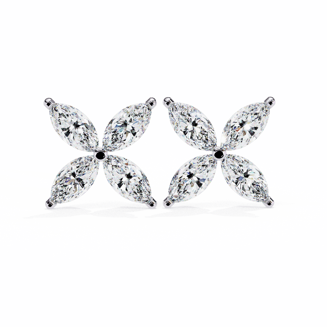 0.9 Carat Marquise Cluster Stud Earrings in Moissanite | House of Estara