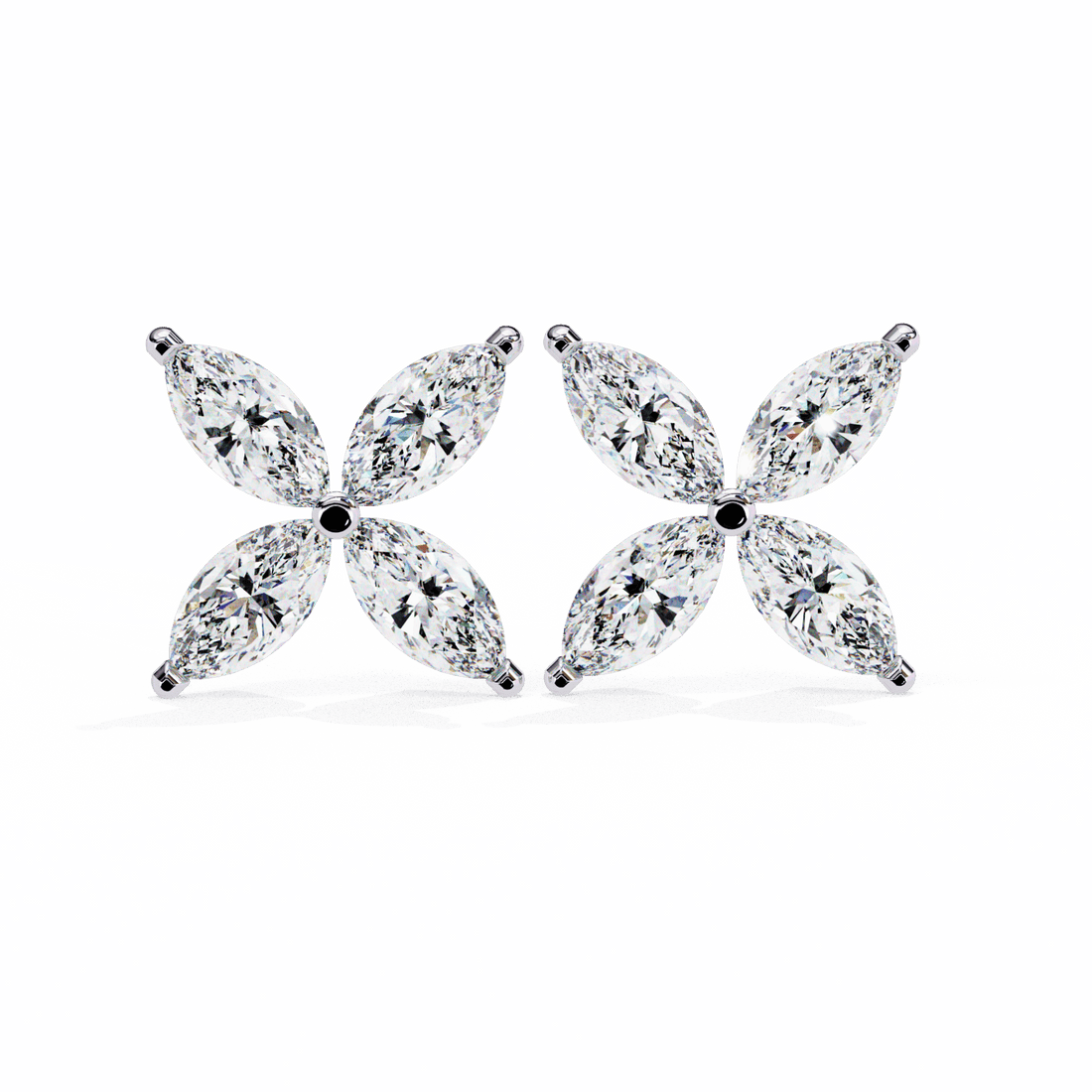 0.9 Carat Marquise Cluster Stud Earrings in Moissanite | House of Estara