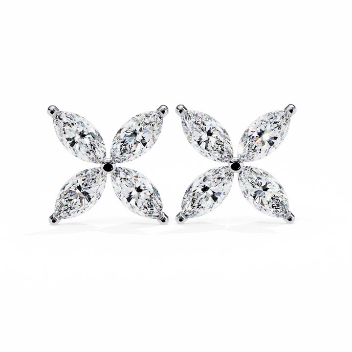 0.9 Carat Marquise Cluster Stud Earrings in Moissanite | House of Estara