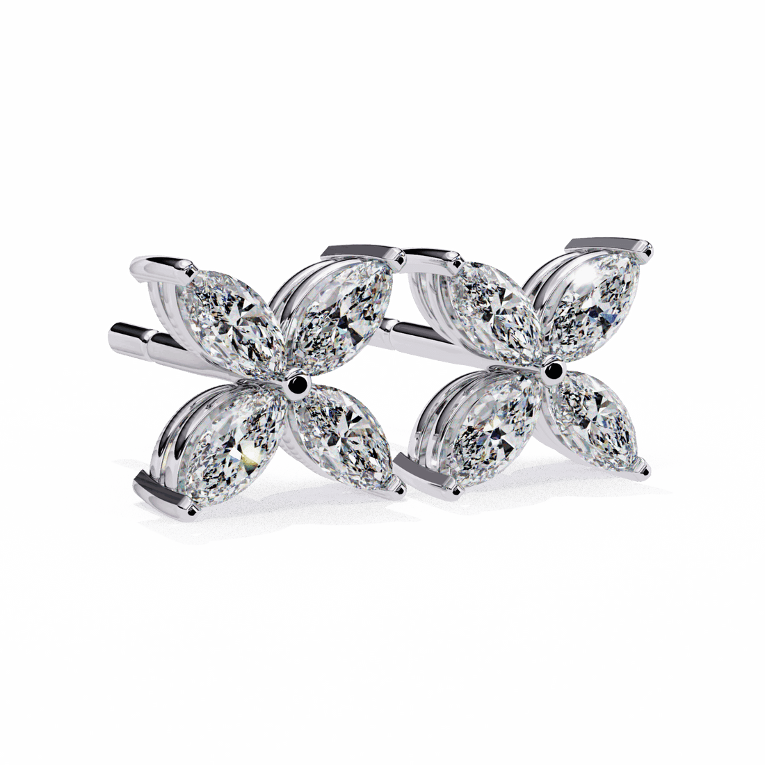 0.9 Carat Marquise Cluster Stud Earrings in Moissanite | House of Estara
