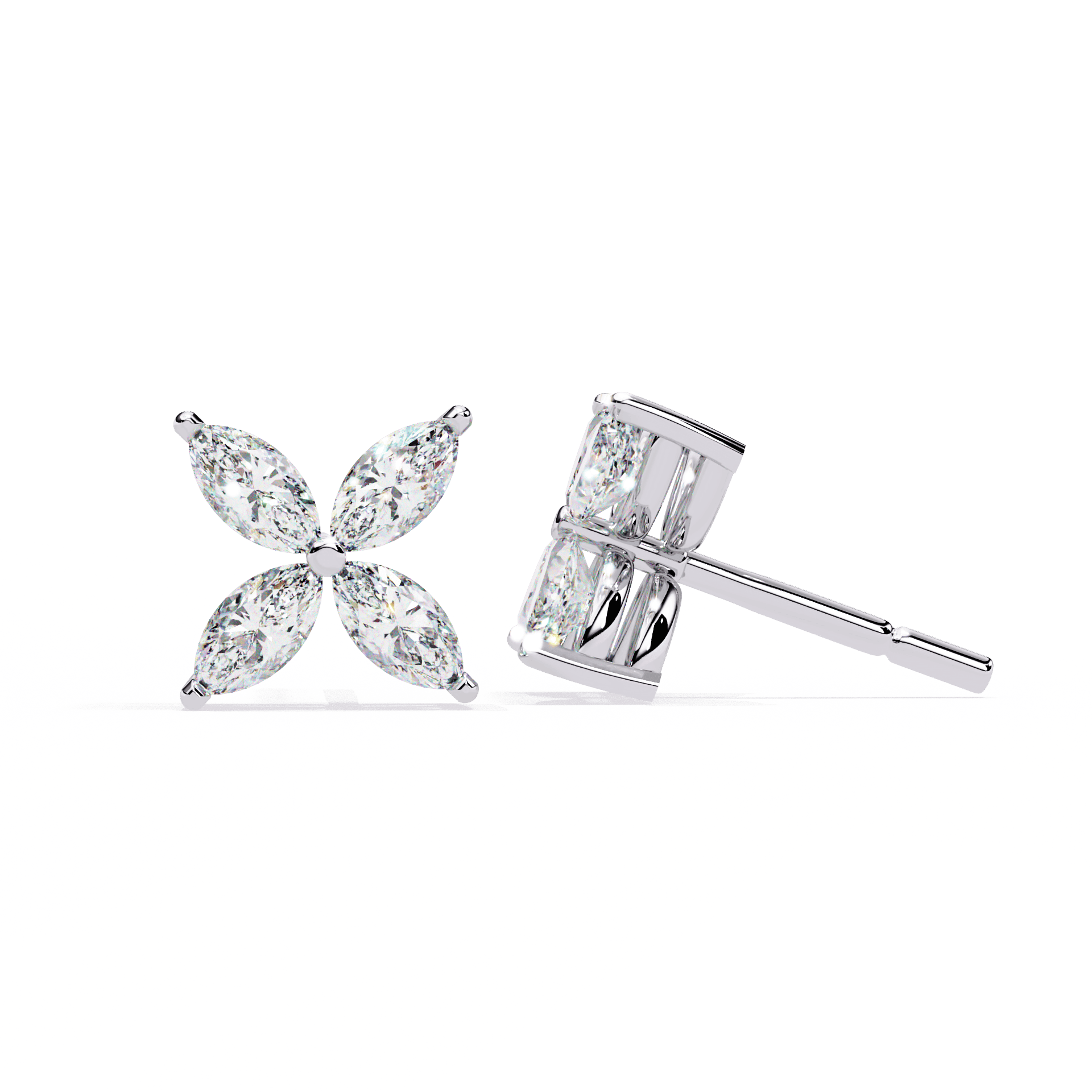 0.9 Carat Marquise Cluster Stud Earrings in Moissanite | House of Estara