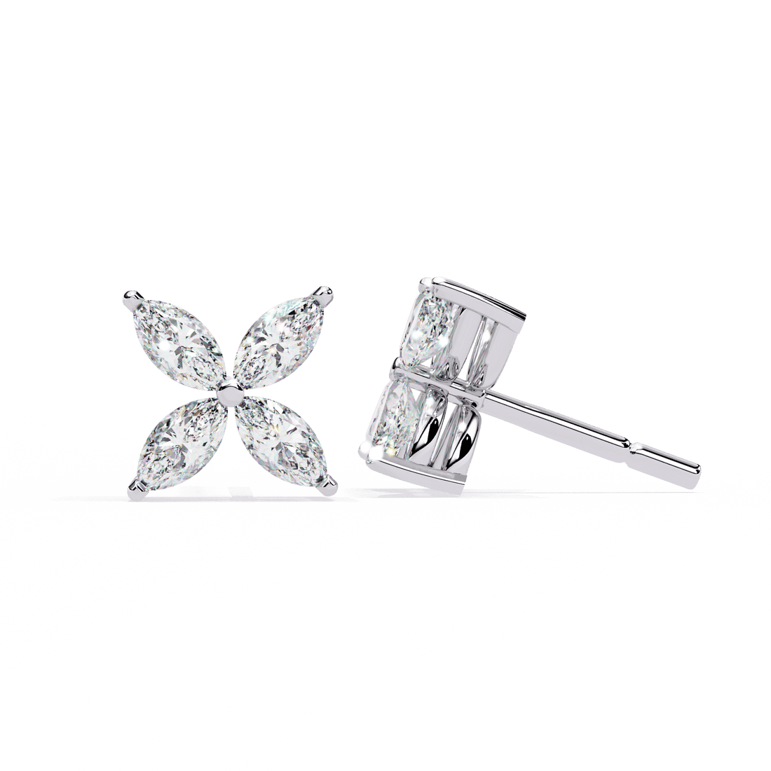 0.9 Carat Marquise Cluster Stud Earrings in Moissanite | House of Estara