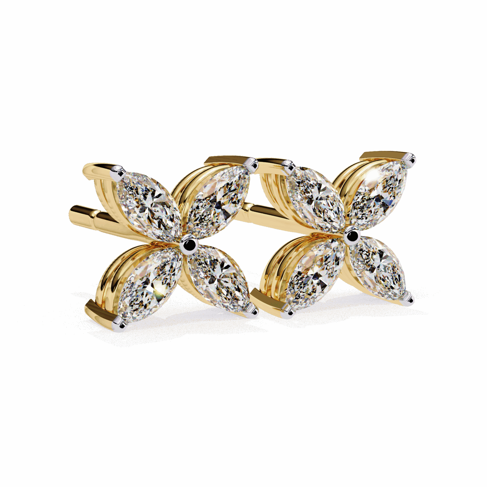 0.9 Carat Marquise Cluster Stud Earrings in Moissanite | House of Estara