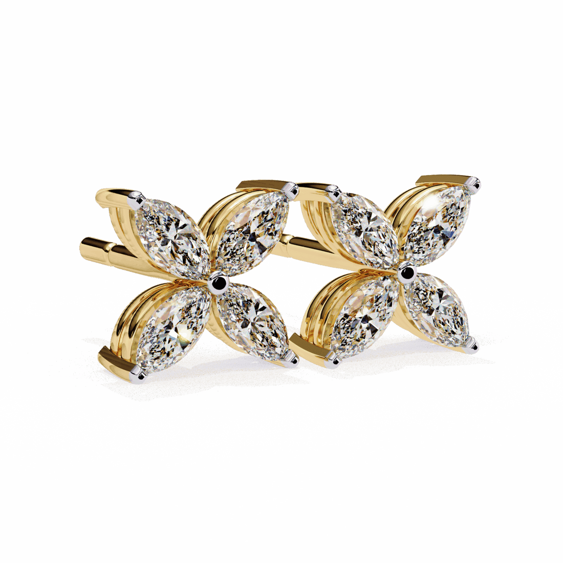 0.9 Carat Marquise Cluster Stud Earrings in Moissanite | House of Estara