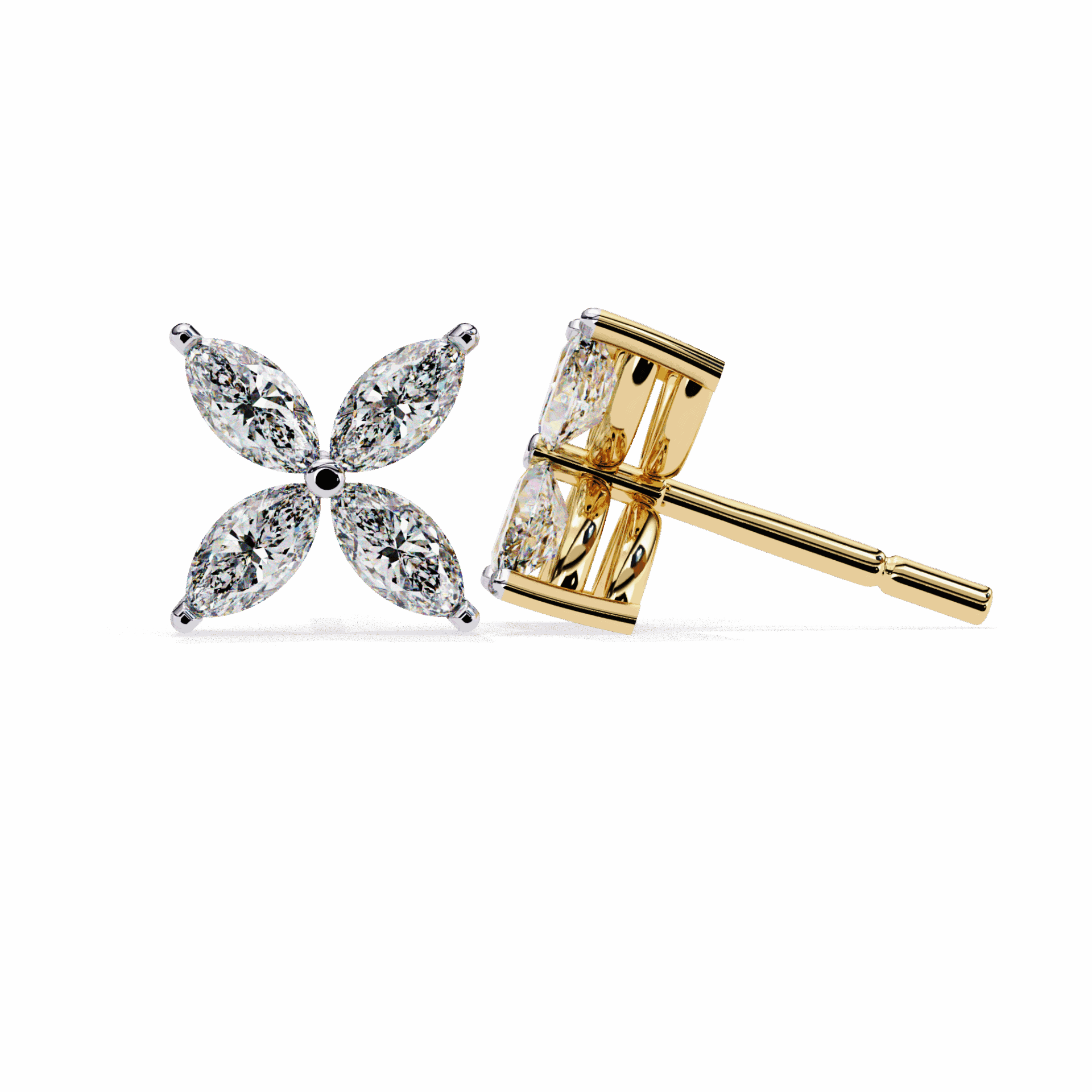 0.9 Carat Marquise Cluster Stud Earrings in Moissanite | House of Estara