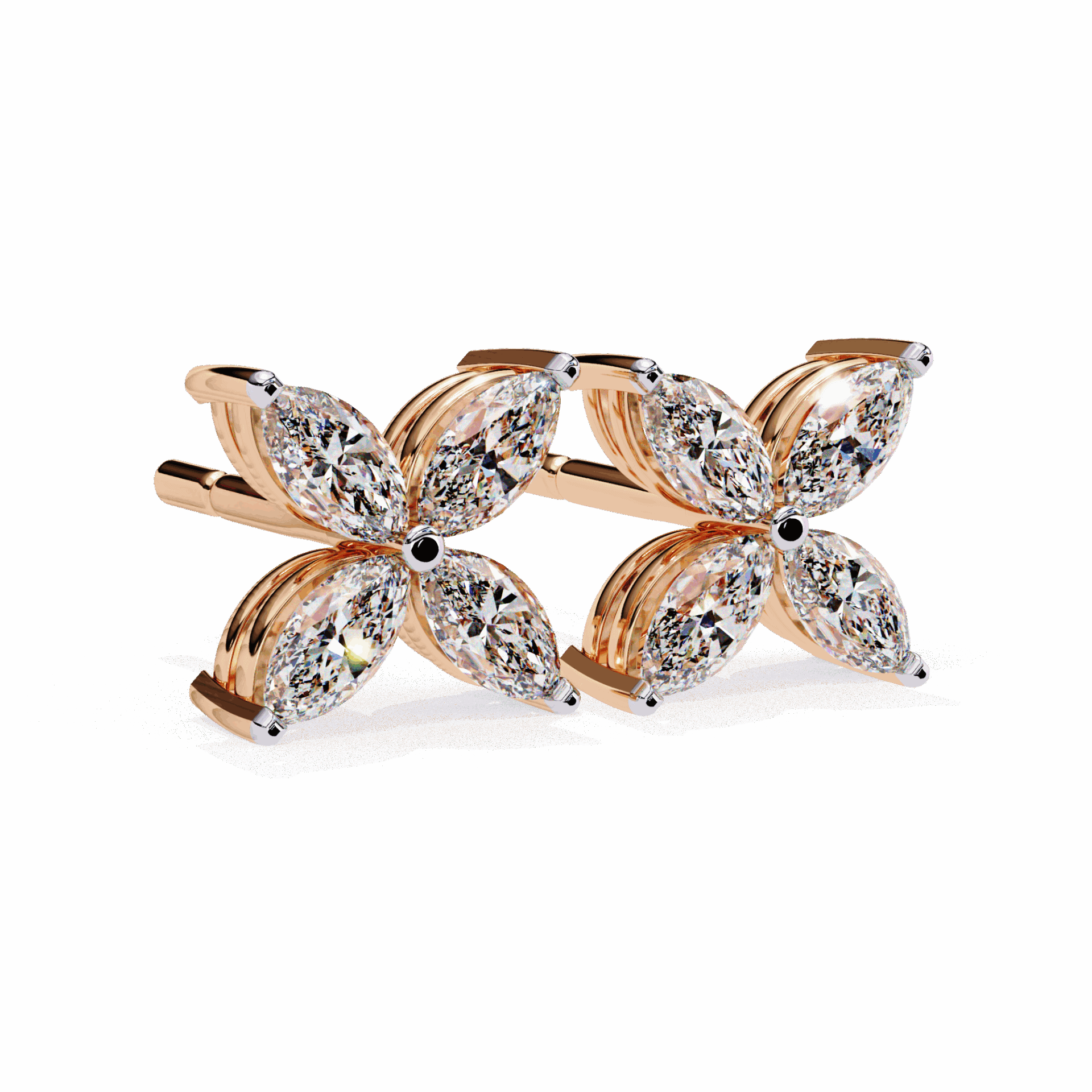 0.9 Carat Marquise Cluster Stud Earrings in Moissanite | House of Estara