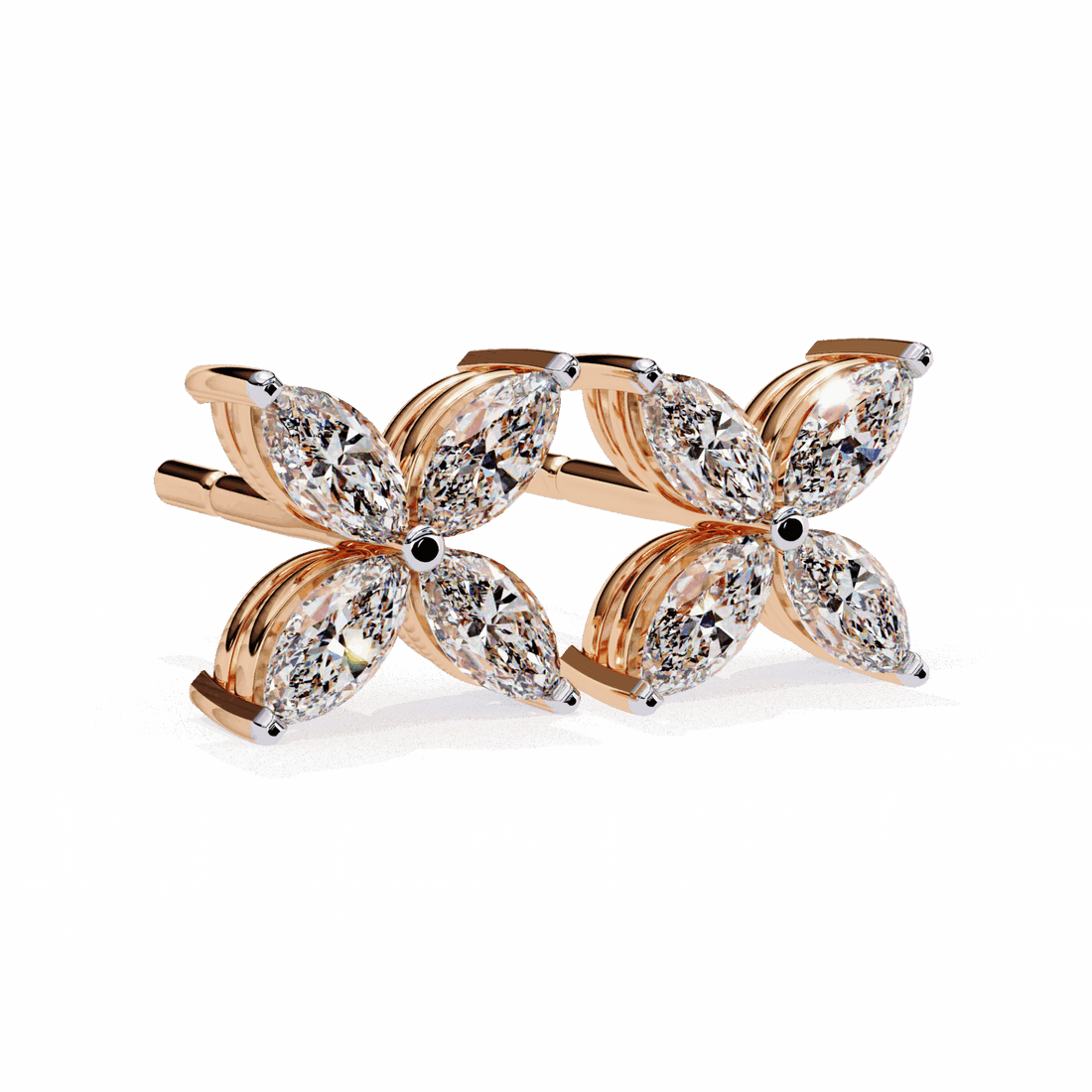 0.9 Carat Marquise Cluster Stud Earrings in Moissanite | House of Estara