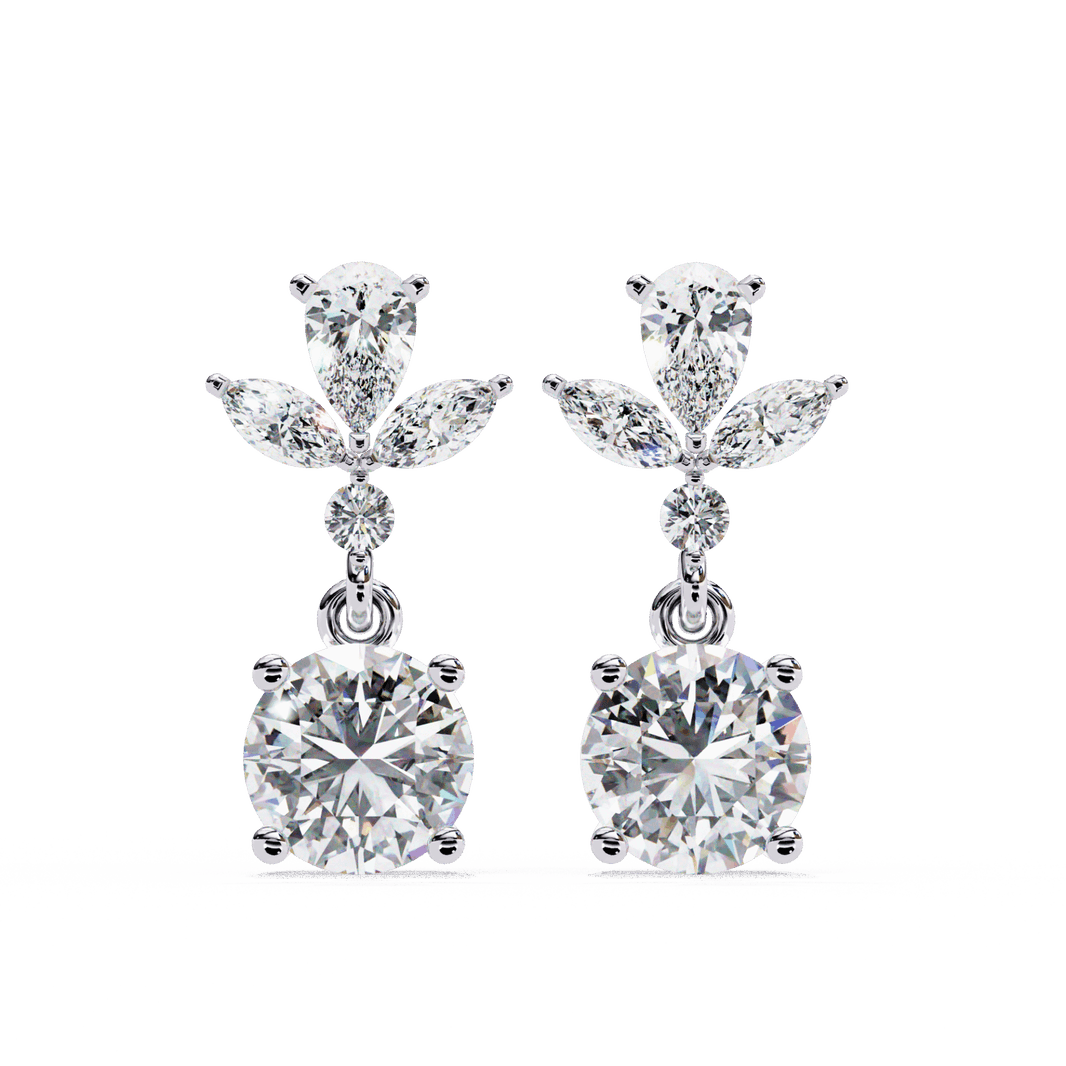1.25 Carat Marquise & Pear Dangle Earrings in Moissanite | House of Estara