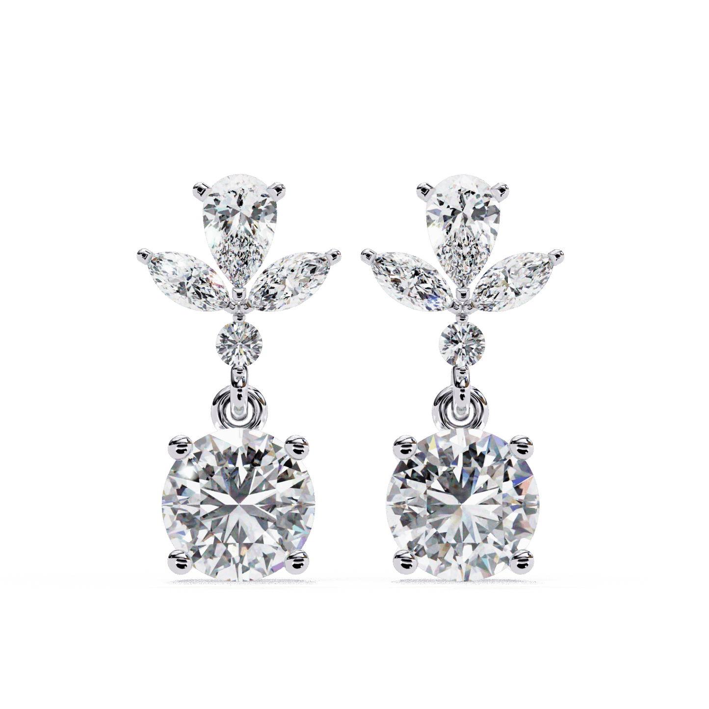 1.25 Carat Marquise & Pear Dangle Earrings in Moissanite | House of Estara