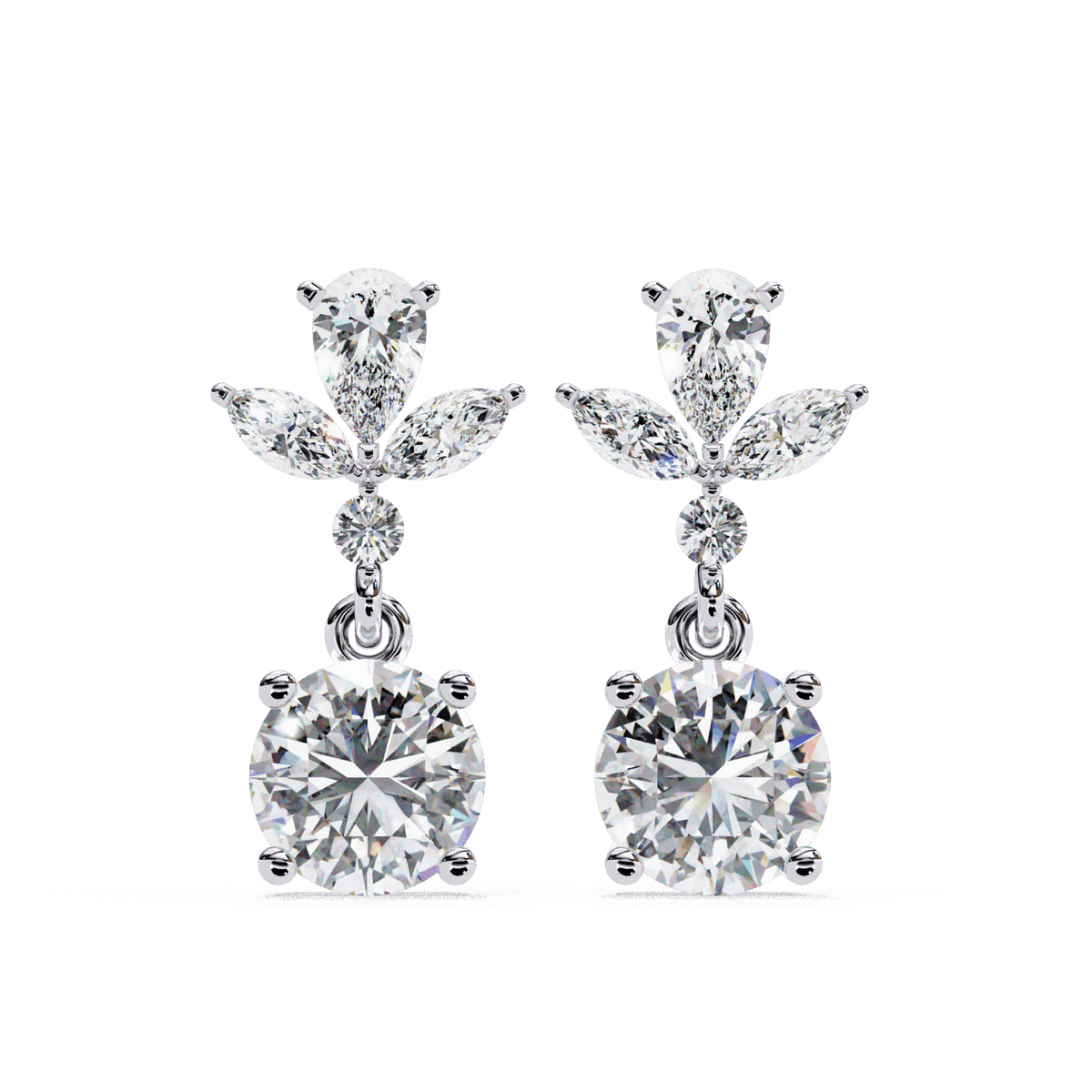 1.25 Carat Marquise & Pear Dangle Earrings in Moissanite | House of Estara