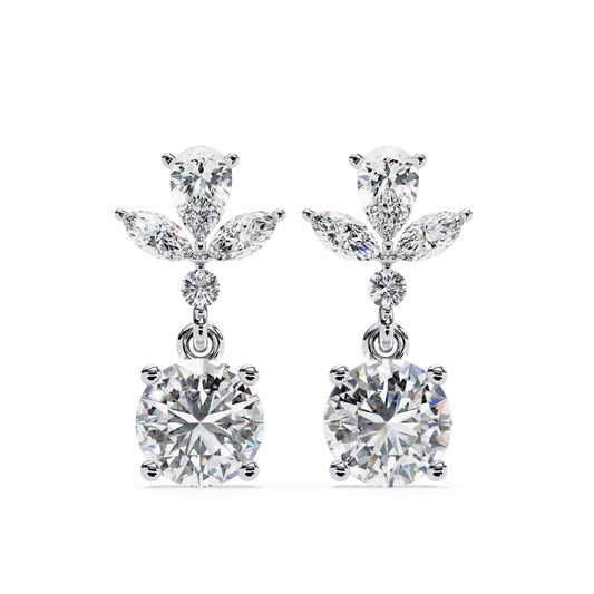 1.25 Carat Marquise & Pear Dangle Earrings in Moissanite | House of Estara