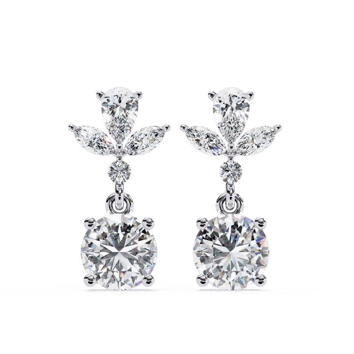 1.25 Carat Marquise & Pear Dangle Earrings in Moissanite | House of Estara