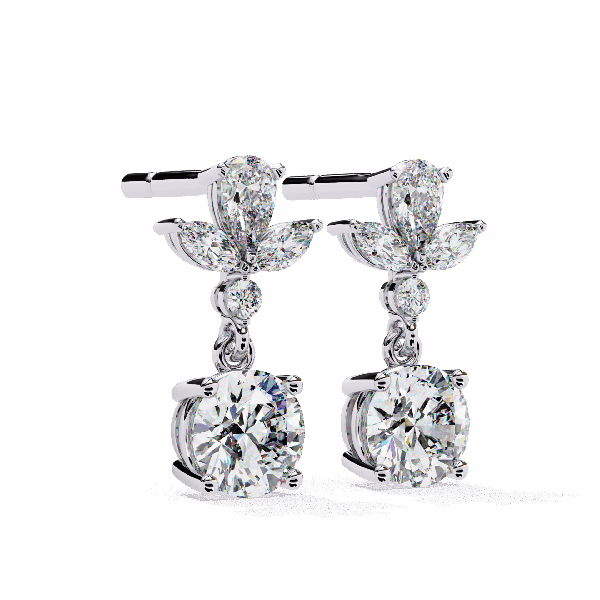 1.25 Carat Marquise & Pear Dangle Earrings in Moissanite | House of Estara
