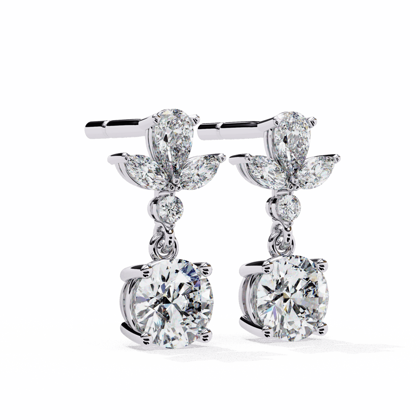1.25 Carat Marquise & Pear Dangle Earrings in Moissanite | House of Estara