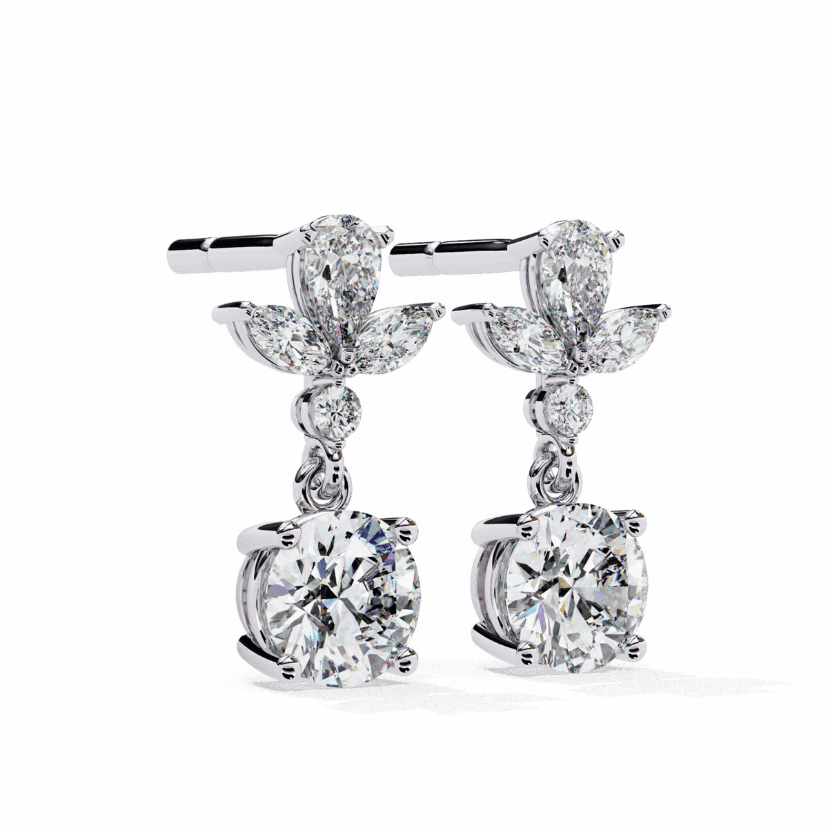 1.25 Carat Marquise & Pear Dangle Earrings in Moissanite | House of Estara