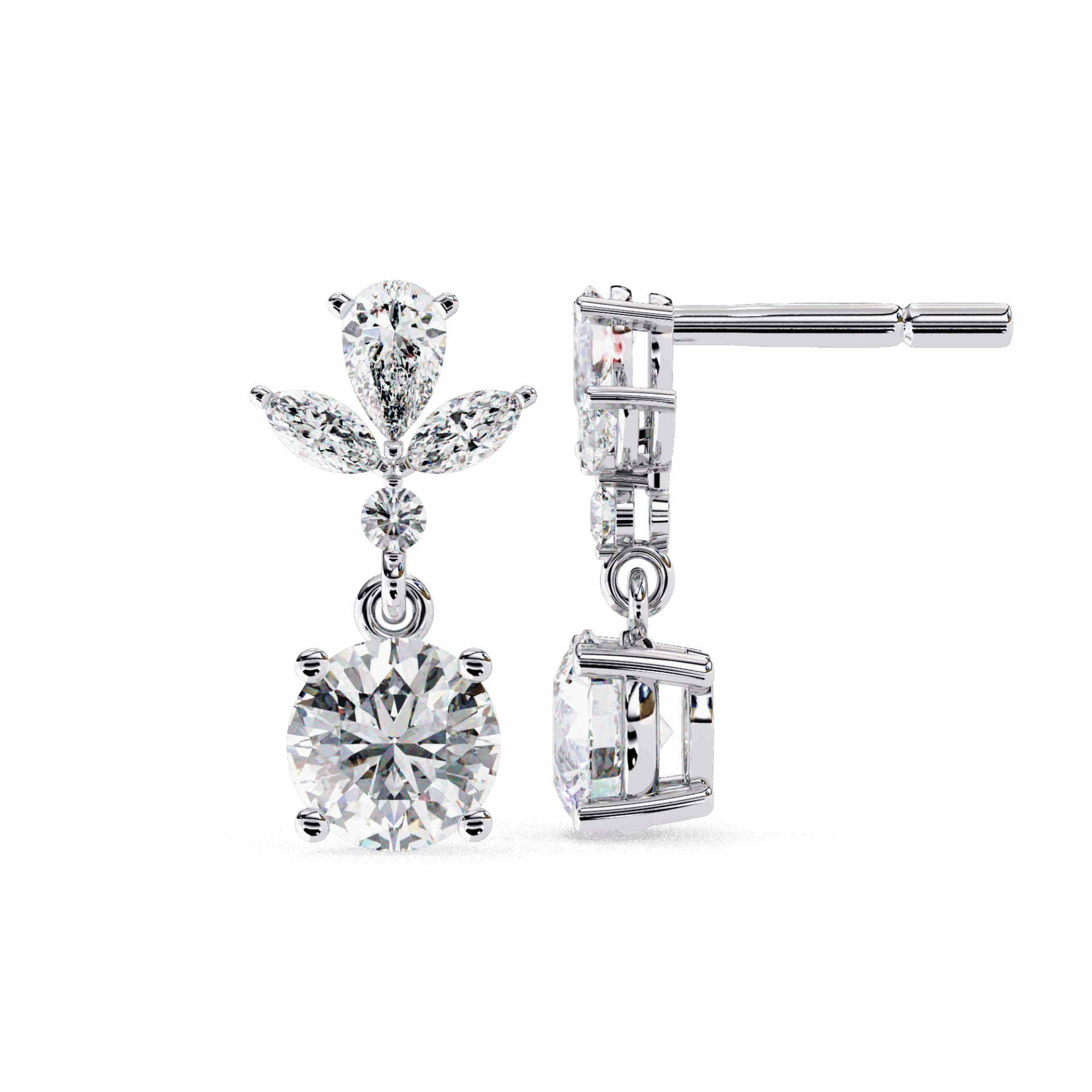 1.25 Carat Marquise & Pear Dangle Earrings in Moissanite | House of Estara