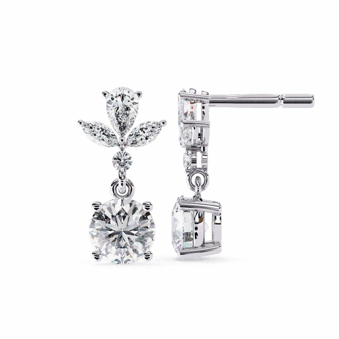 1.25 Carat Marquise & Pear Dangle Earrings in Moissanite | House of Estara