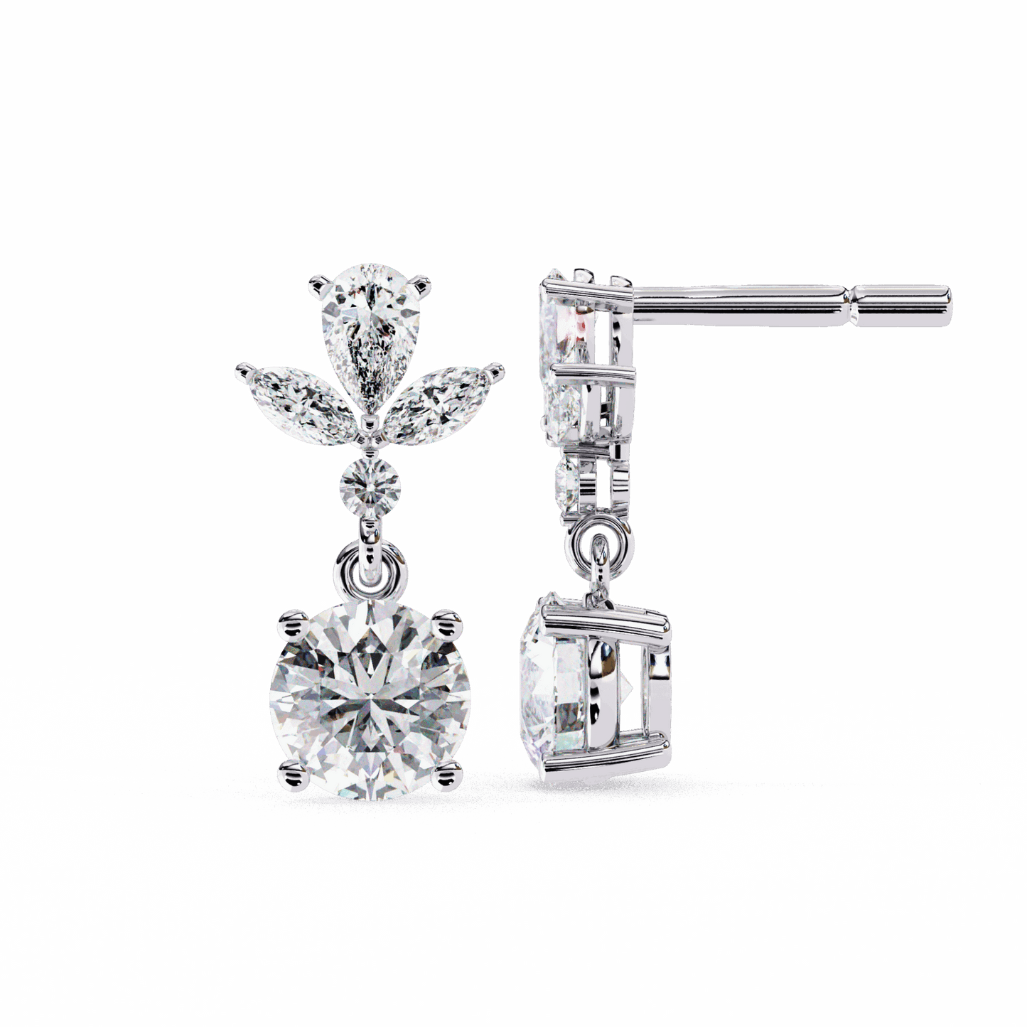 1.25 Carat Marquise & Pear Dangle Earrings in Moissanite | House of Estara