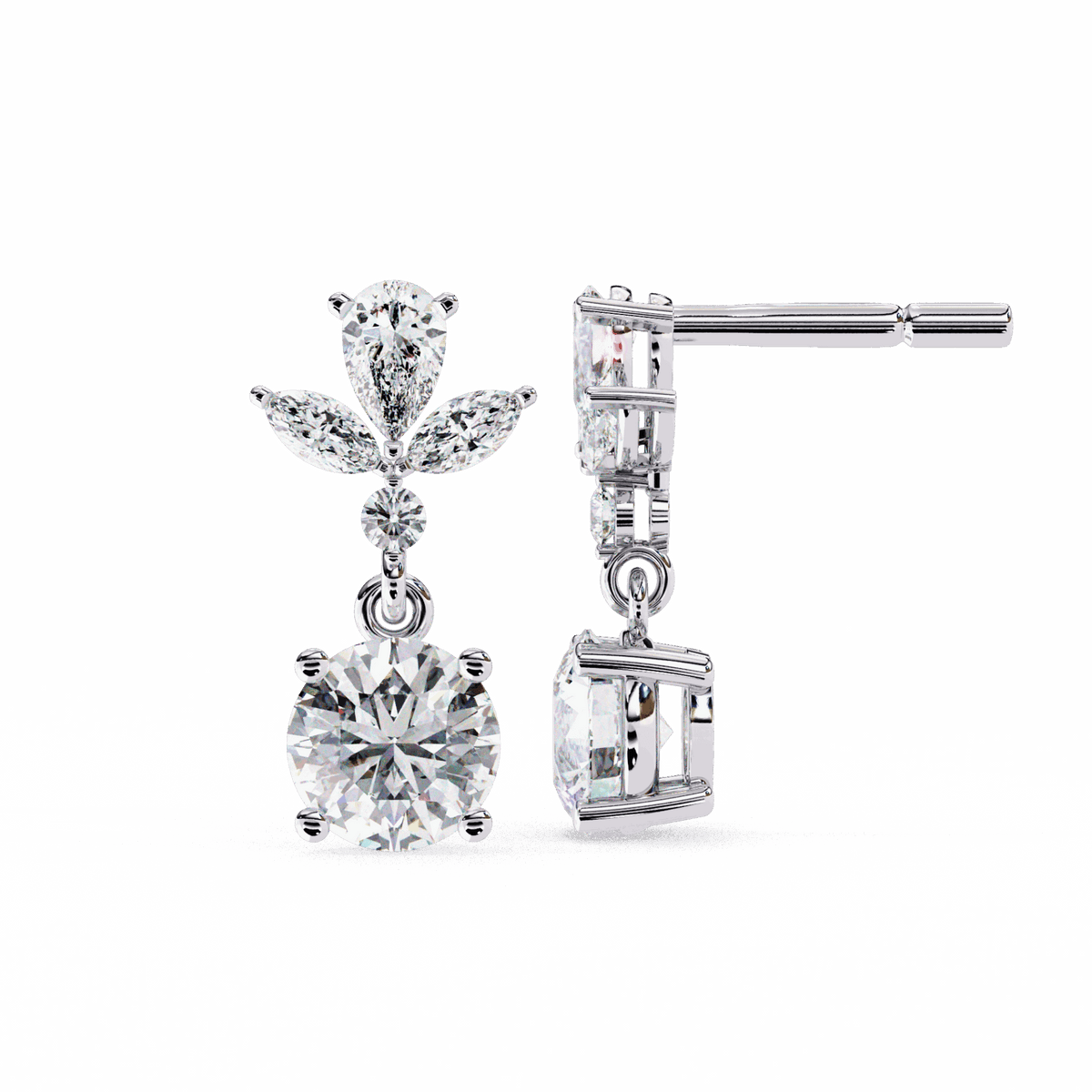 1.25 Carat Marquise & Pear Dangle Earrings in Moissanite | House of Estara