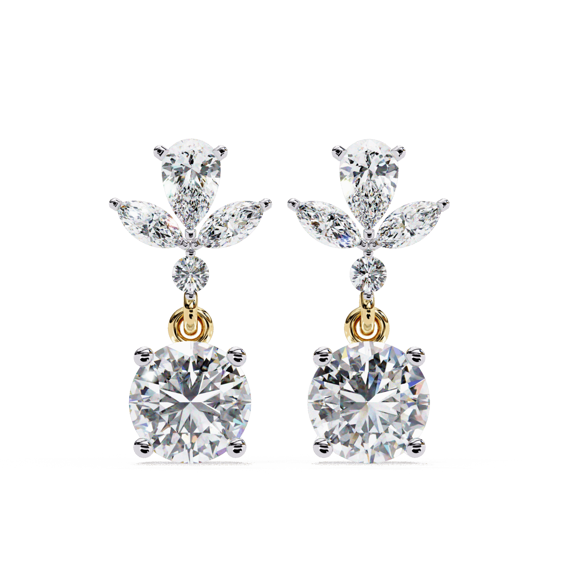 1.25 Carat Marquise & Pear Dangle Earrings in Moissanite | House of Estara