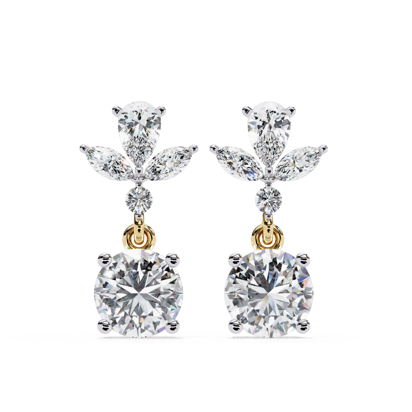 1.25 Carat Marquise & Pear Dangle Earrings in Moissanite | House of Estara