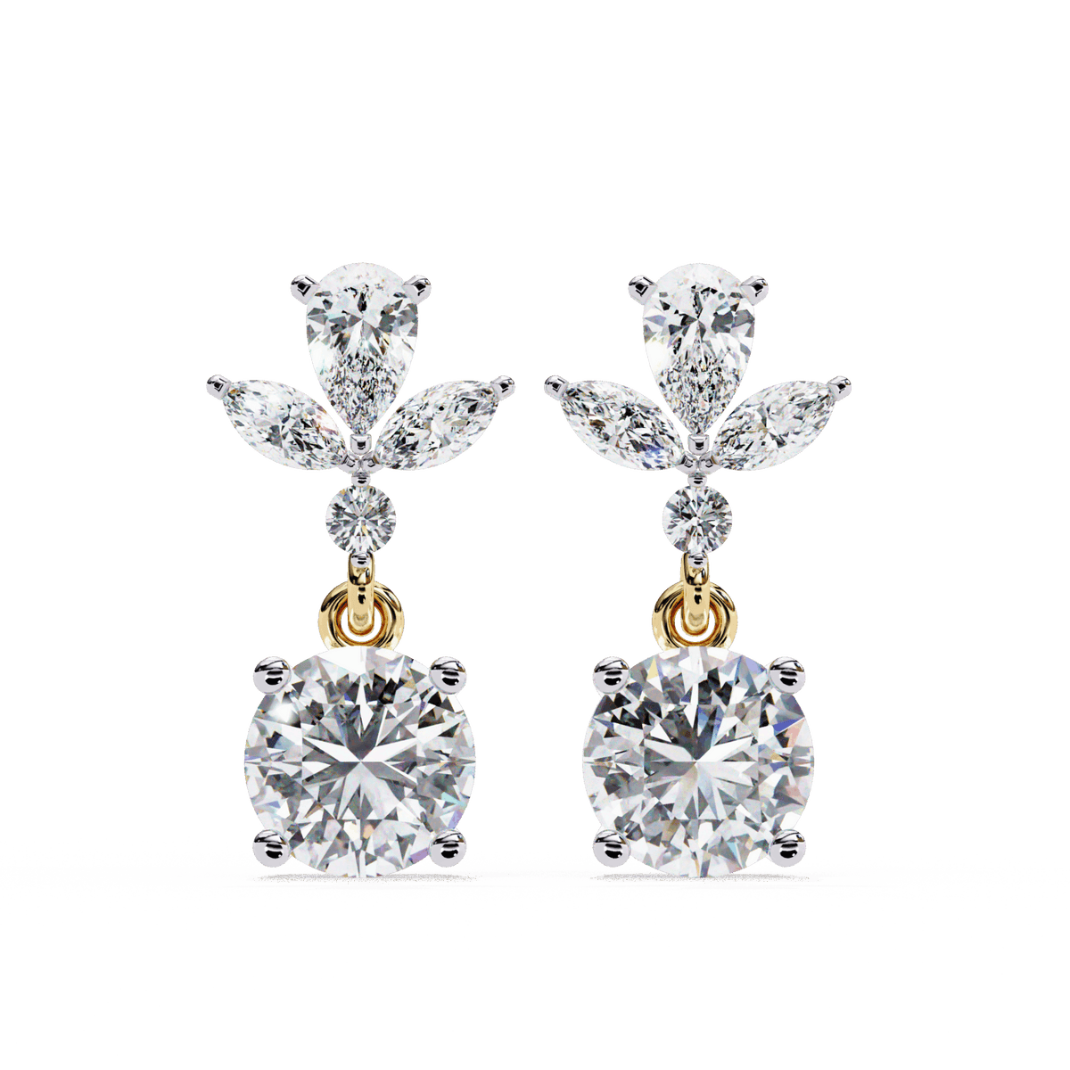 1.25 Carat Marquise & Pear Dangle Earrings in Moissanite | House of Estara
