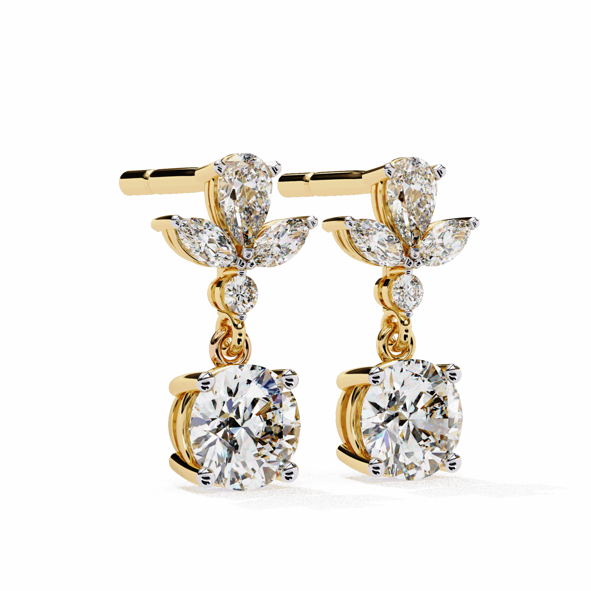 1.25 Carat Marquise & Pear Dangle Earrings in Moissanite | House of Estara