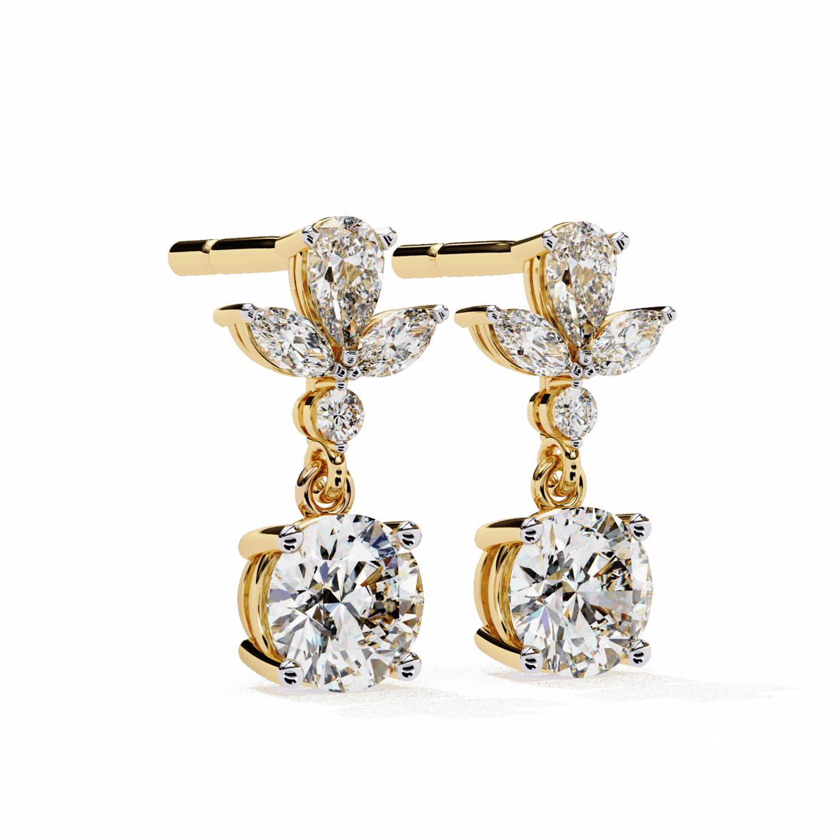 1.25 Carat Marquise & Pear Dangle Earrings in Moissanite | House of Estara