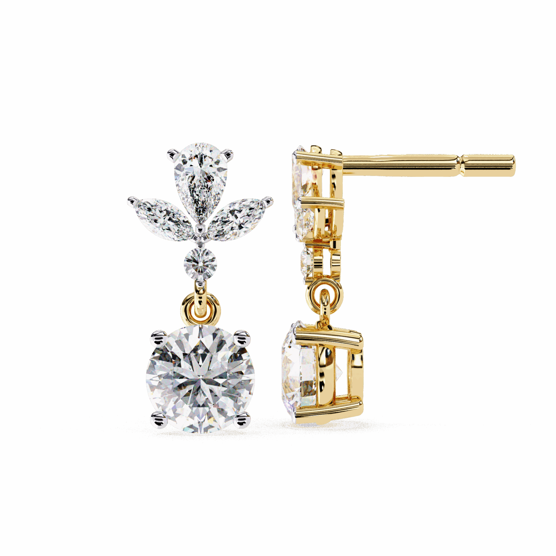 1.25 Carat Marquise & Pear Dangle Earrings in Moissanite | House of Estara