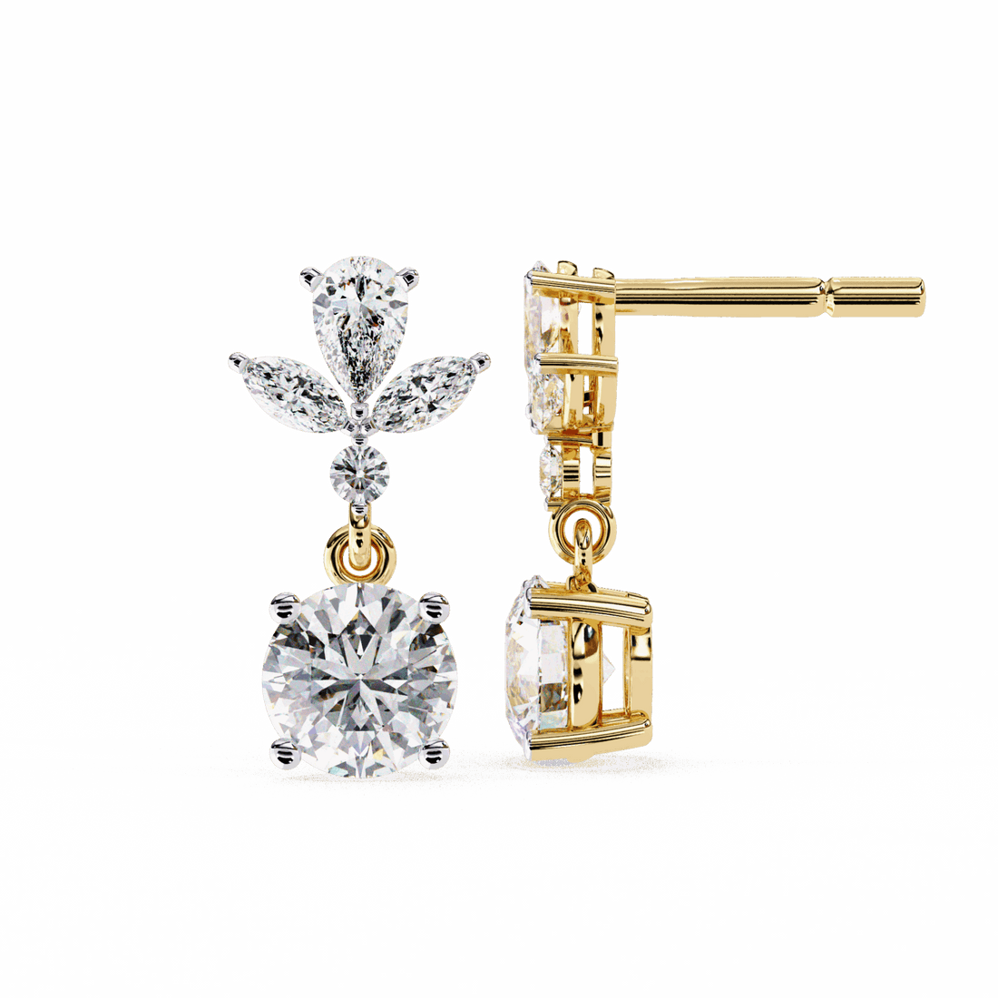 1.25 Carat Marquise & Pear Dangle Earrings in Moissanite | House of Estara