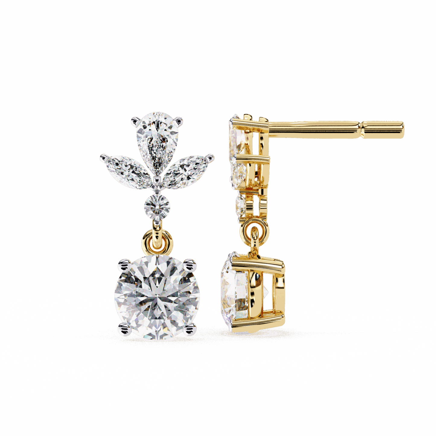 1.25 Carat Marquise & Pear Dangle Earrings in Moissanite | House of Estara